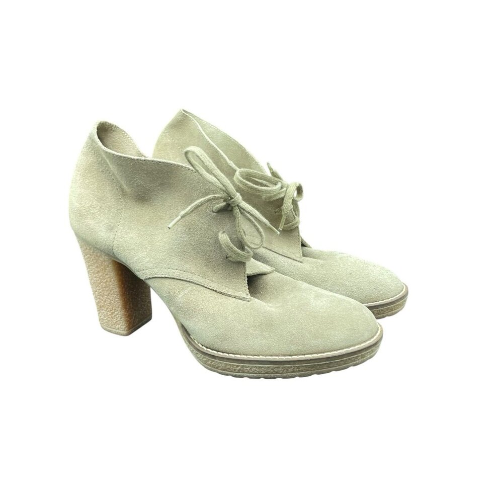 J. Crew MacAlister Chunky High Heel Booties Womens Size 10 M Tan Suede Lace up